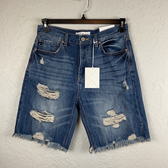 KanCan Other - NWT KanCan Blue Distressed Jean Shorts Raw Hem Vintage 90s Style Sz Lg